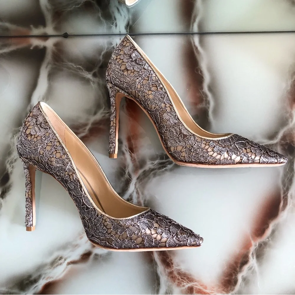 Jimmy Choo Romy 100 Satin Lace Court Shoes Stiletto Heels Women's Size 36 - Picture 5 of 14